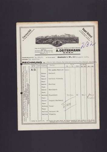 Datteri fattura 1933 - datteri,, a